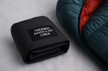 Compact liner and dry socks folded on top of a bag