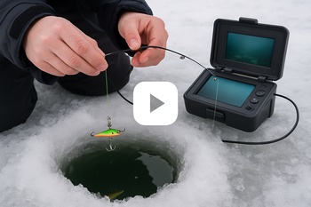 Lure moving under a clear test hole filmed from the side