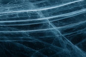 Clear black ice with visible dark bands and fine white lines